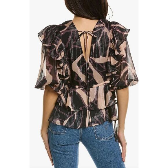 Ted Baker Womens Jasmyna Ruffle Blouse in Black NWT Size 2/ US 4-6 - Picture 2 of 7